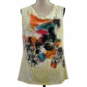 FELICITY Cowl Neck Multicolor Blouse Size Large